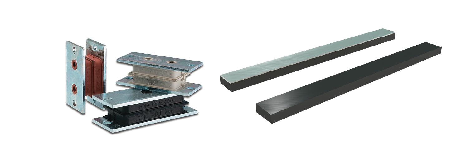 Sandwich mount & Rubber-Metal Rails for isolating vibrations