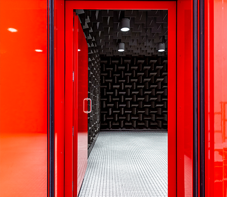 Open Noise-Lock acoustic doors providing access to the new Anechoic Chamber.