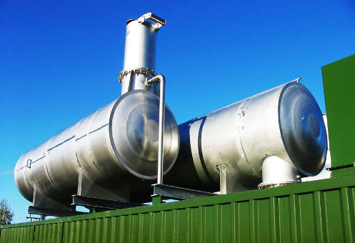 large exhaust silencer on container